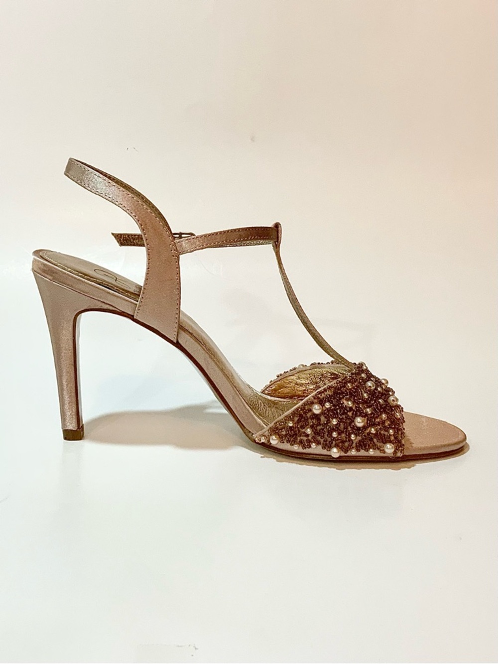 Adrianna Papell Beaded T-Strap Heels in Rose Gold - Picture 4 of 16
